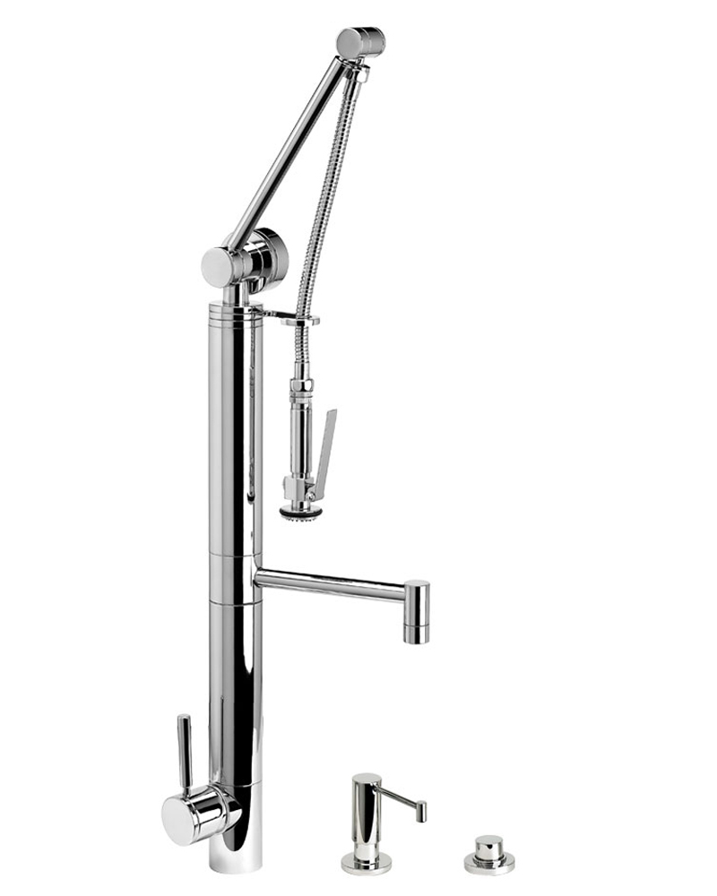 Contemporary Gantry Pull Down Faucet - 3pc. Suite
