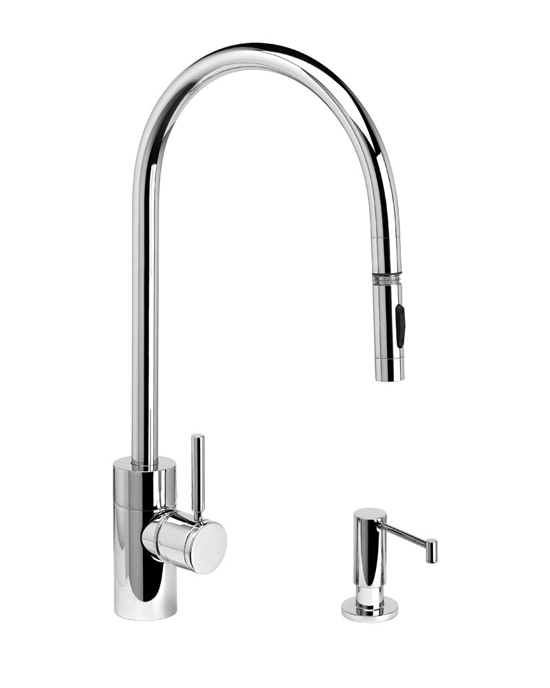 Contemporary PLP Extended Reach Pull Down Faucet - 2pc. Suite