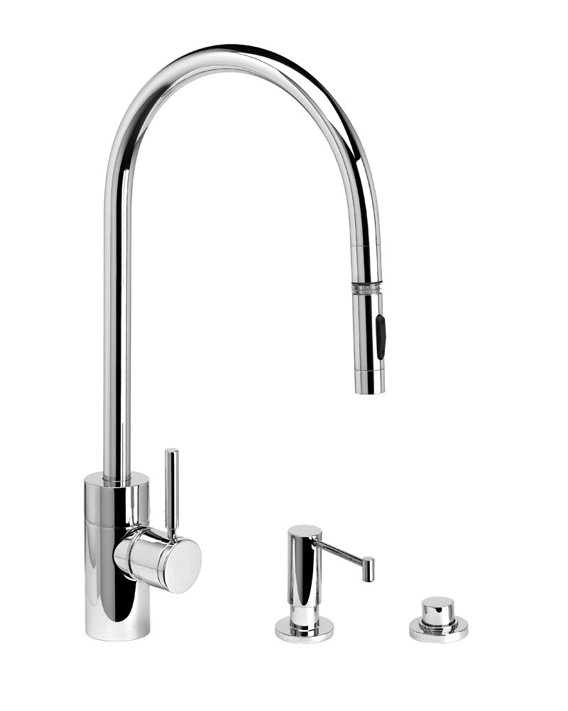 Contemporary PLP Extended Reach Pull Down Faucet - 3pc. Suite