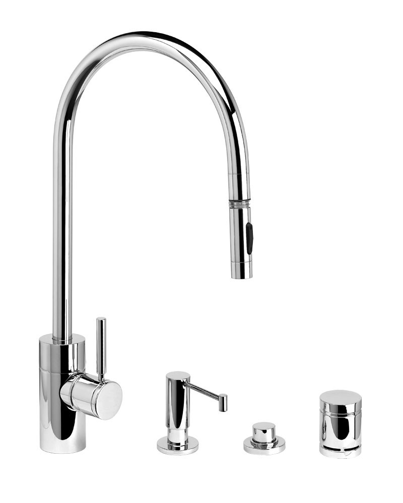 Contemporary PLP Extended Reach Pull Down Faucet - 4pc. Suite