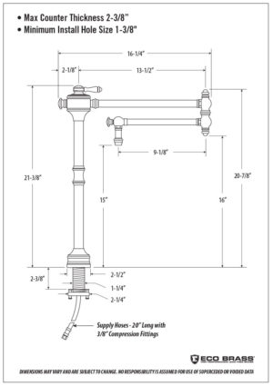 Waterstone Traditional Counter Mounted Potfiller | Lever Handle | 3300