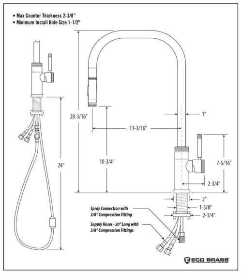 Waterstone Fulton Industrial Extended Reach PLP Pulldown Faucet ...