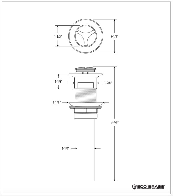 Waterstone Argonaut Lavatory Push Drain w/o Overflow | 10113