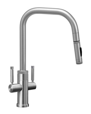Waterstone Two Handle Fulton Industrial PLP Pulldown Faucet - Angled Spout - Toggle Sprayer